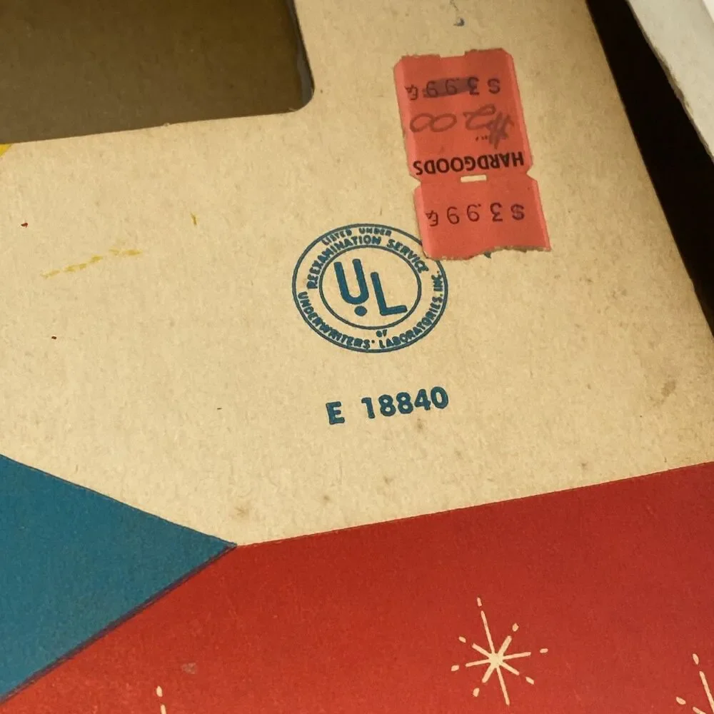 Vintage Holly Blinker Lites EMPTY BOX ONLY Colorful Large Letterpress USA